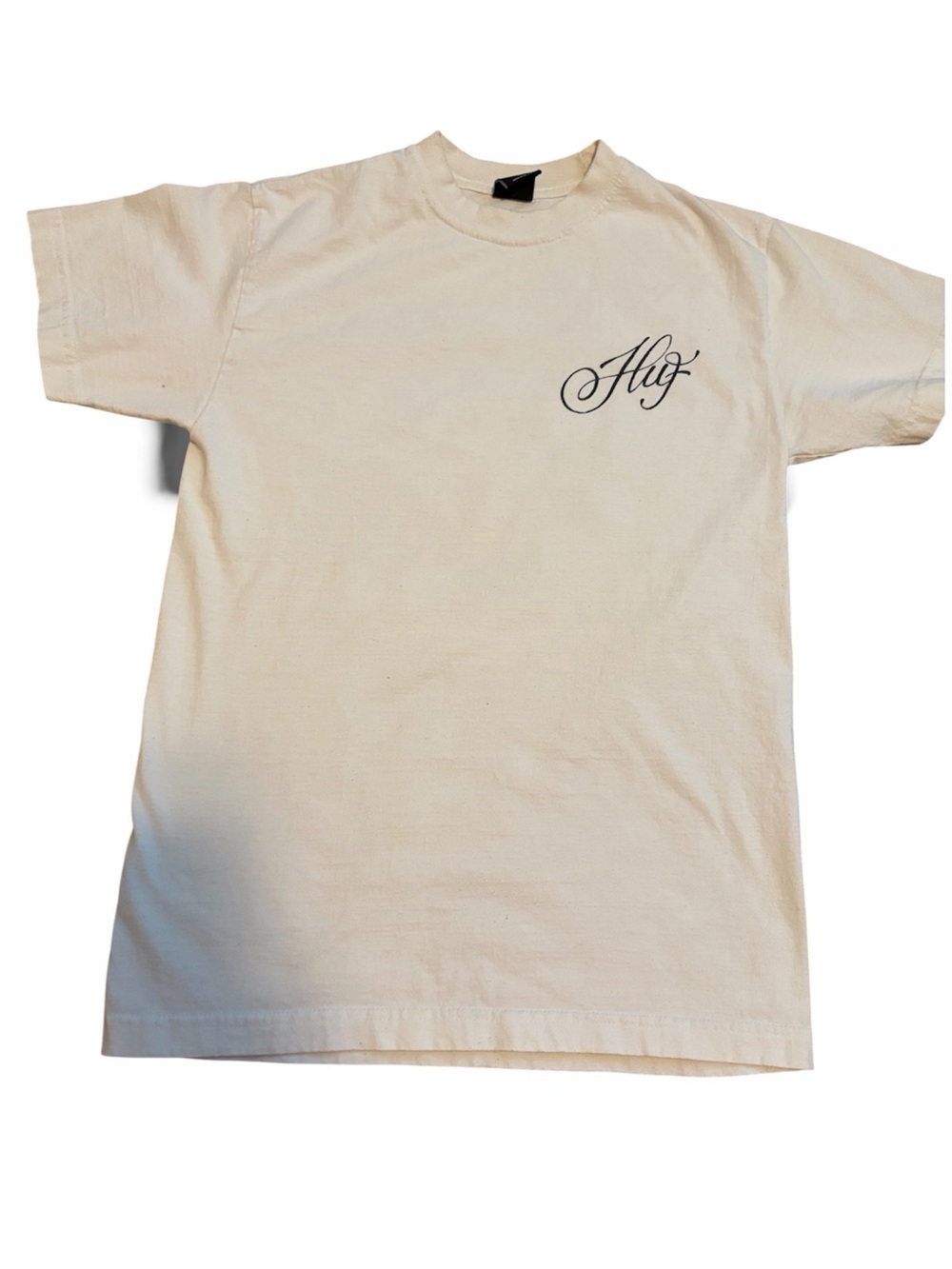 HUF Feline Eye Cream Short Sleeve Tee with Script Logo Small